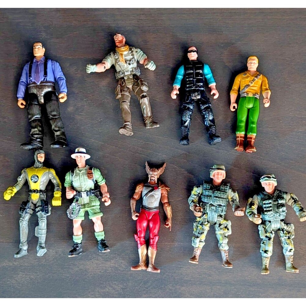 Lot of 9 Action Figures Chap Mei, Super 7 & Unmarked Bob The Ranger Hawkman Etc